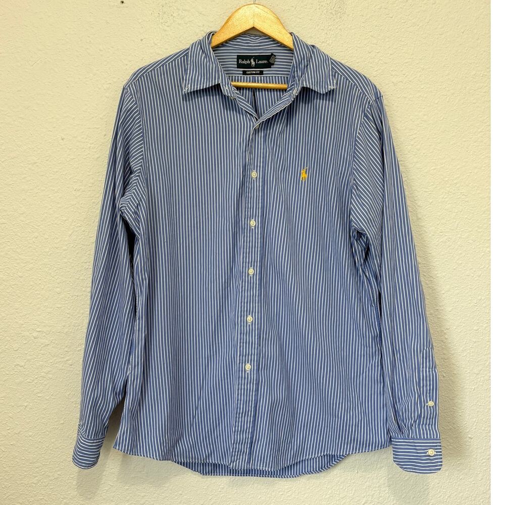Ralph Lauren Striped Button Down Shirt Cotton Preppy Coastal Americana vintage